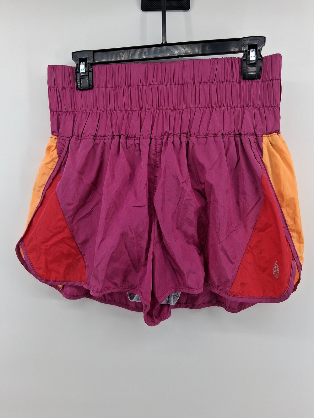 Free People Magenta Athletic Shorts with Orange and Red Panels